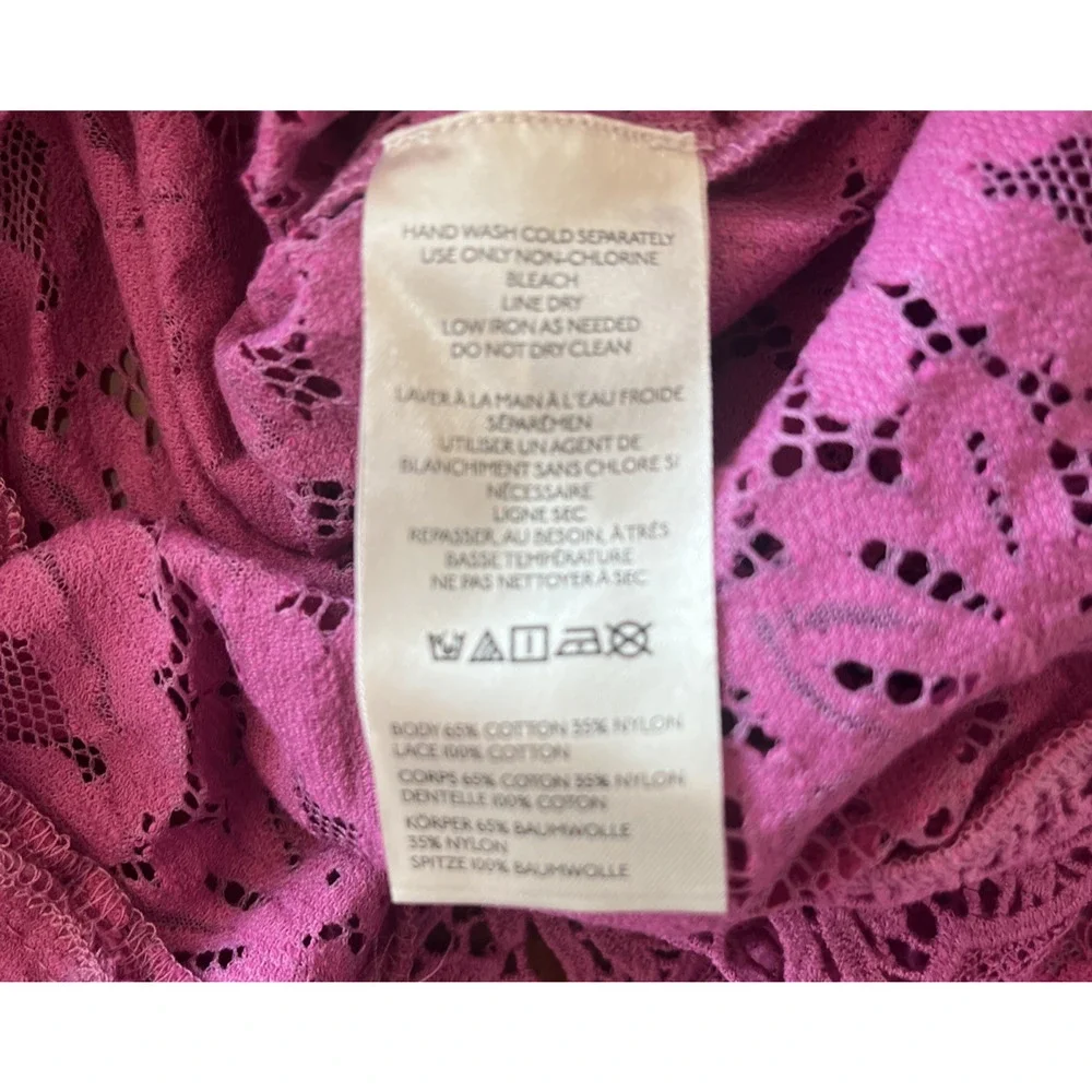 Anthropologie Long Sleeve‎ Lace Patches Blouse XS Lavender Pink
